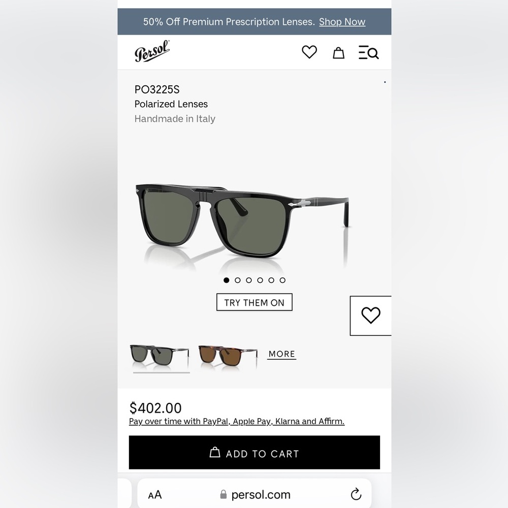 Persol PO3225S Black Frame and Lens